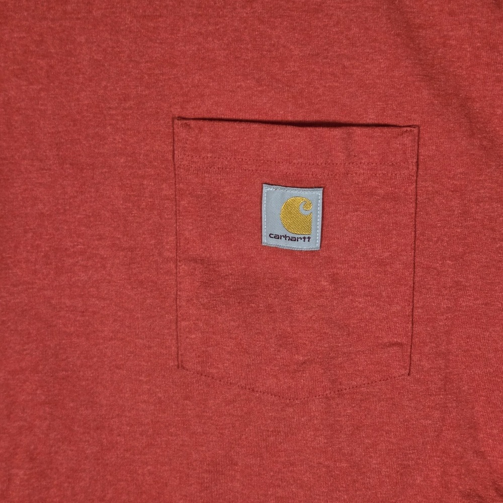 Carhartt Pocket T Shirt Mens Large Red Loose Fit Workwear Heavyweight Tee Logo - Picture 2 of 5